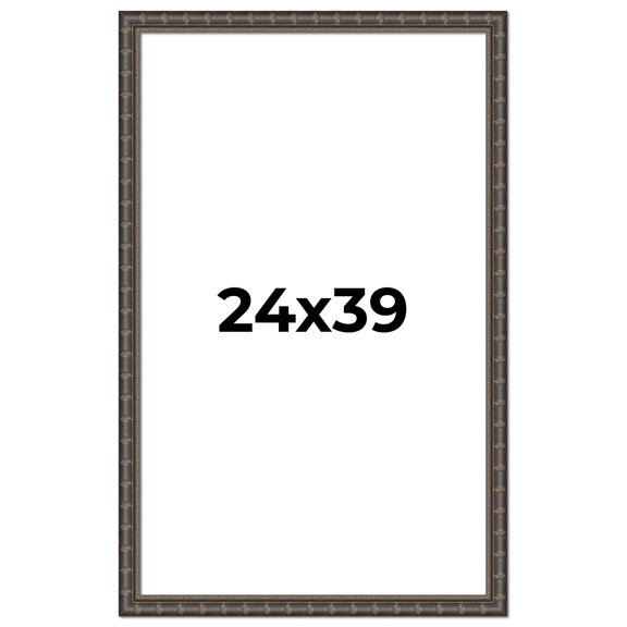 24x39 Frame Black Bamboo Solid Wood Picture Frame Width 1.5 Inches | Interior Frame Depth 0.5