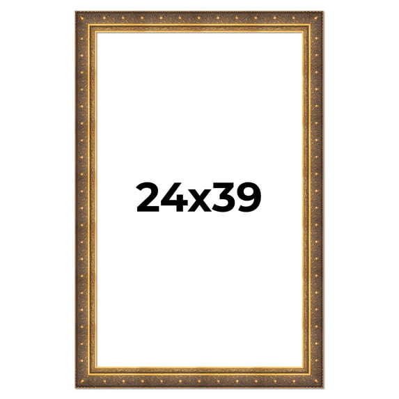 24x39 Frame Vintage Gold Solid Wood Picture Frame | 2.5 Inch Moulding Width | Ornate Bronze Museo