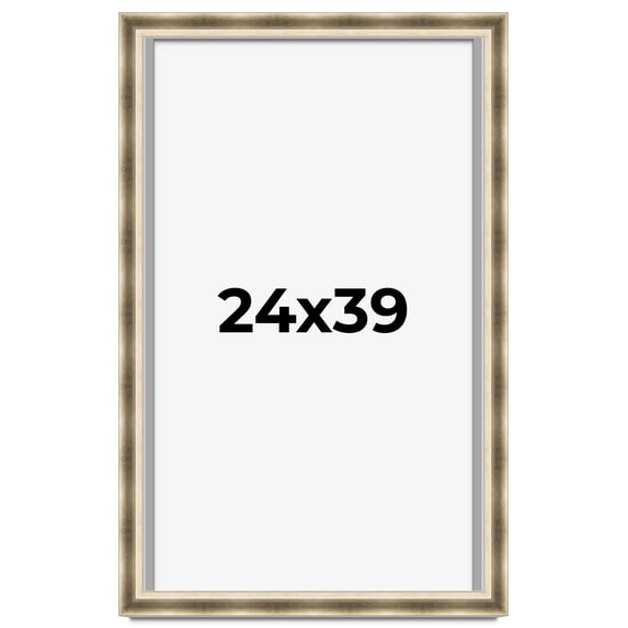 24x39 Shadow Box Frame Silver | 1.75 inches Deep Real Wood Traditional Shadowbox Display Frame | UV