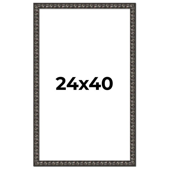 24x40 Frame Black-Brown Medieval Solid Wood Picture Frame | 1.5 Inch Moulding Width | Gotham