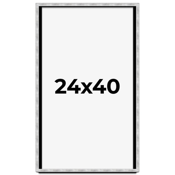 24x40 Frame Brushed Silver Solid Wood Picture Frame | 0.75 Inch Moulding Width | Rabbet Depth 0.75