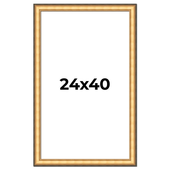 24x40 Frame Gold Plein Aire Solid Wood Picture Frame Width 2 Inches | Interior Frame Depth 0.5