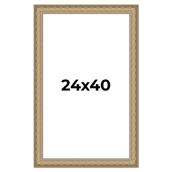 24x40 Frame Ornate Silver Beaded Solid Wood Picture Frame Width 2.5 Inches | Interior Depth 1