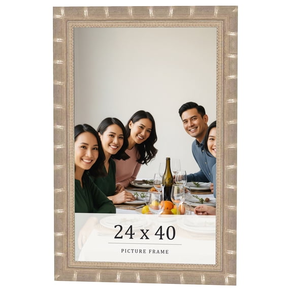 24x40 Frame Silver Real Wood Picture Frame Width 1.5 inches | Interior Frame Depth 0.5 inches |