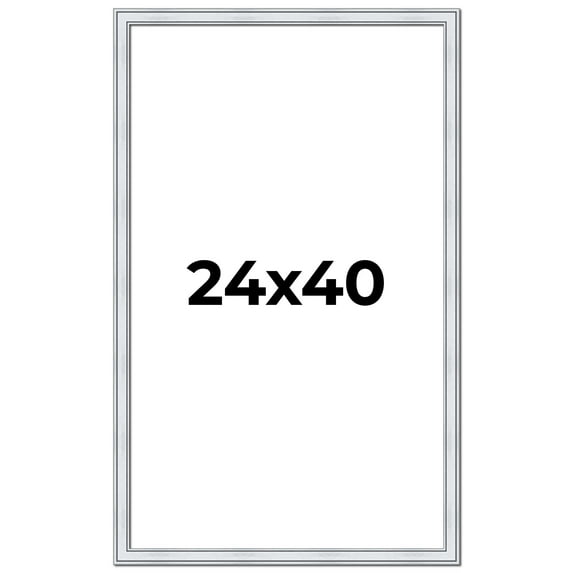 24x40 Frame Sterling Silver Solid Wood Picture Frame | 1.25 Inch Moulding Width | 0.75 Inch
