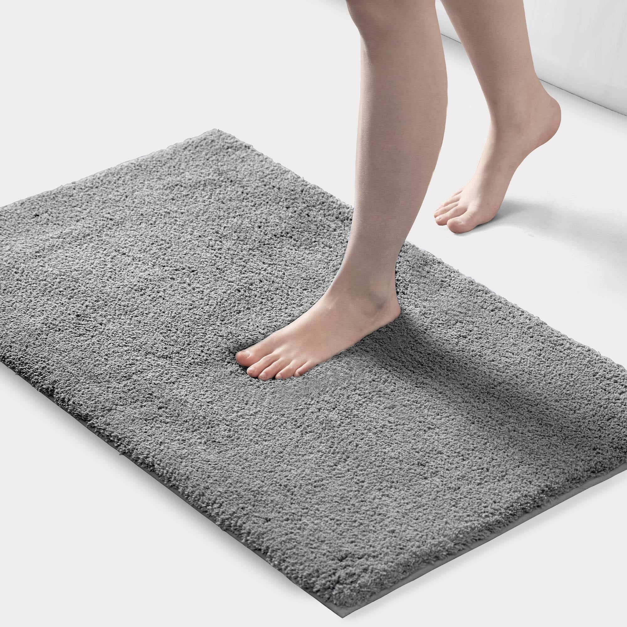 24x40" Marshmallow Bath Rug 100% Polyester Ultra Soft Plush High Pile Quick Dry Absorbent Non-Slip Latex Backing Machine Washable Bathroom Rug