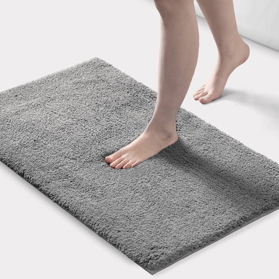 24x40" Marshmallow Bath Rug 100% Polyester Ultra Soft Plush High Pile Quick Dry Absorbent Non-Slip Latex Backing Machine Washable Bathroom Rug