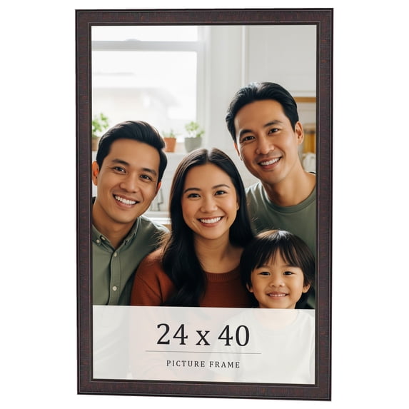 24x40 Rustic Brown Real Wood Picture Frame Width 0.75 inches | Interior Frame Depth 0.5 inches |