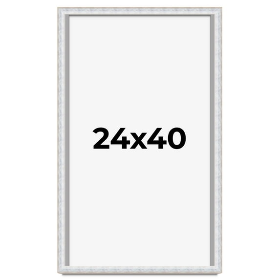 24x40 Shadow Box Frame Silver | 1.625 Inches Deep Real Wood Contemporary Shadowbox Display Frame |