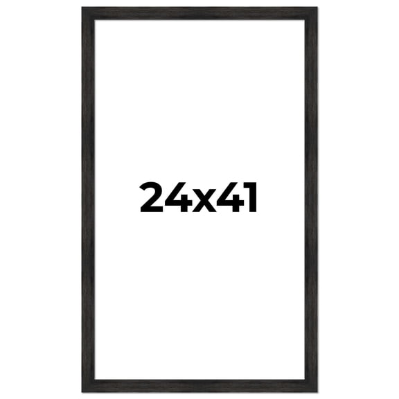 24x41 Frame Black Rustic Barnwood Solid Wood Picture Frame | 1.5 Inch Moulding Width | Includes UV