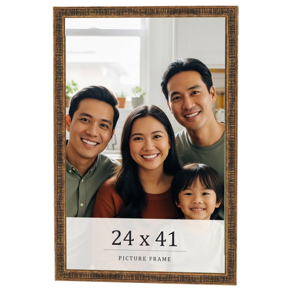 24x41 Frame Gold Kingsley Distressed Solid Wood Picture Frame Width 0.75 Inches | Interior Frame