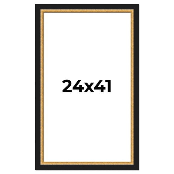 24x41 Frame Gold Real Wood Picture Frame Width 2.25 Inches | Interior Frame Depth 0.5 Inches |
