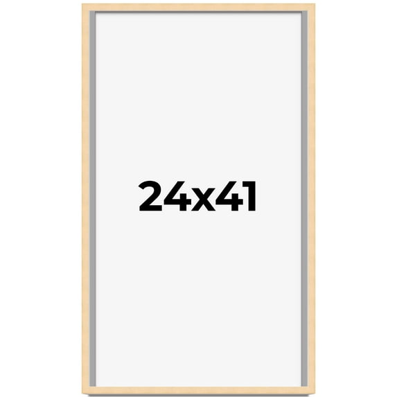 24x41 Frame Natural Wood Picture Frame | 0.75 Inch Moulding Width | with UV Acrylic Plexiglass,