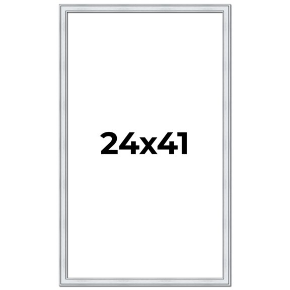 24x41 Frame Sterling Silver Solid Wood Picture Frame | 1.25 Inch Moulding Width | 0.75 Inch