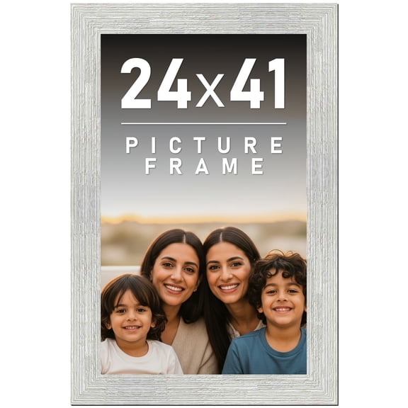 24x41 Frame White Barnwood Picture Frame Includes UV Acrylic Plexiglass, Acid Free Foam Backing