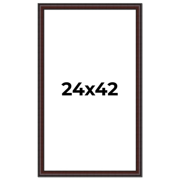 24x42 Frame Brown Round Mahogany Solid Wood Picture Frame | 1.625 Inch Moulding Width | with UV