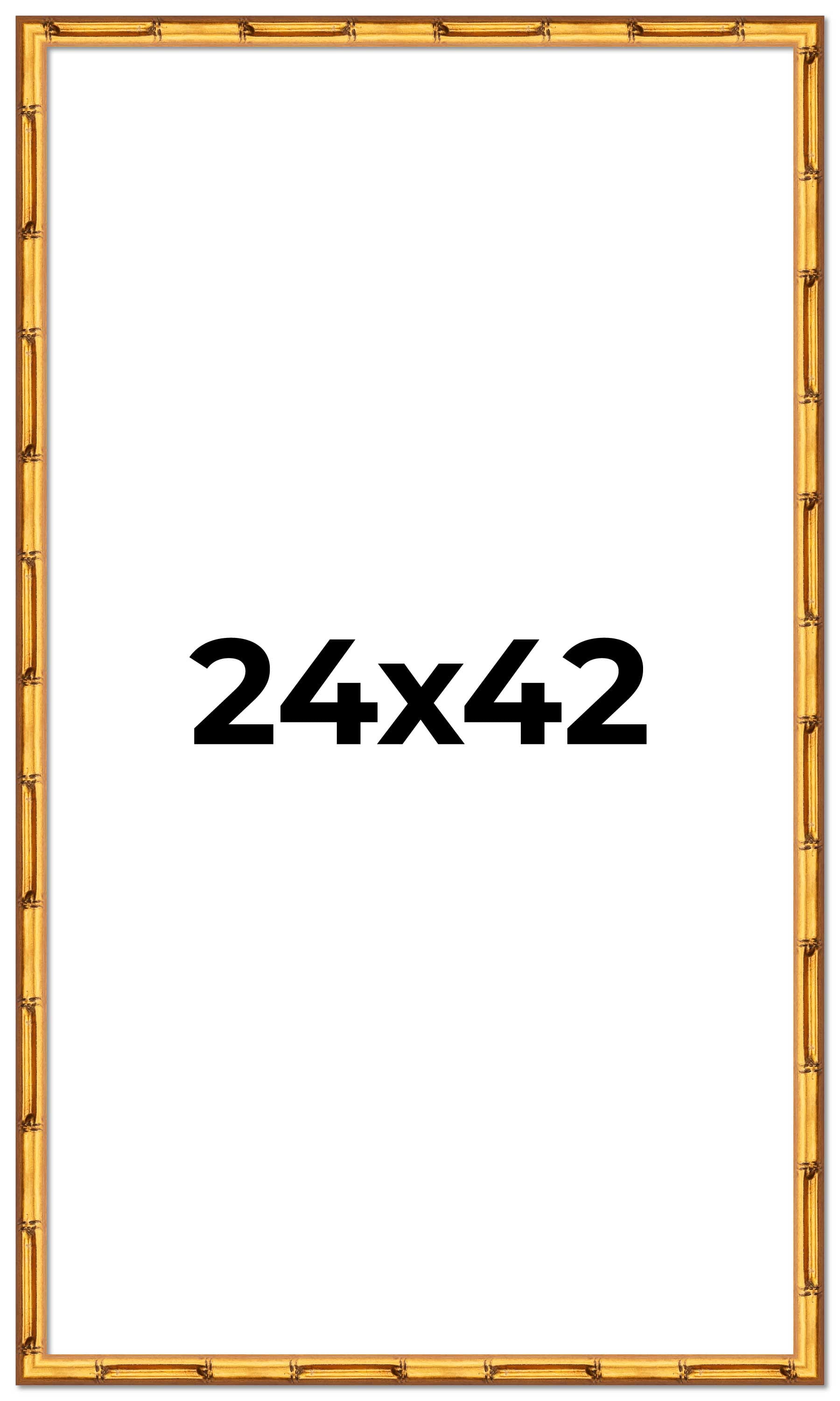 24x42 Frame Gold Bamboo Picture Frame - Complete Modern Photo Frame Includes UV Acrylic Shatter