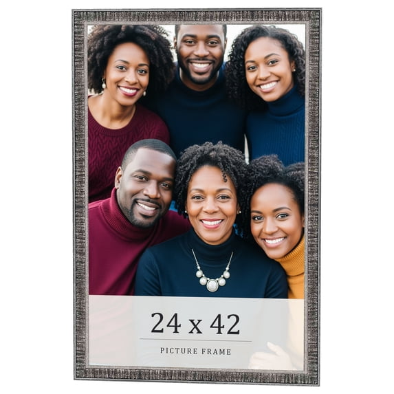 24x42 Frame Silver Grey Distressed Solid Wood Picture Frame | 0.75 Inch Moulding Width | Interior