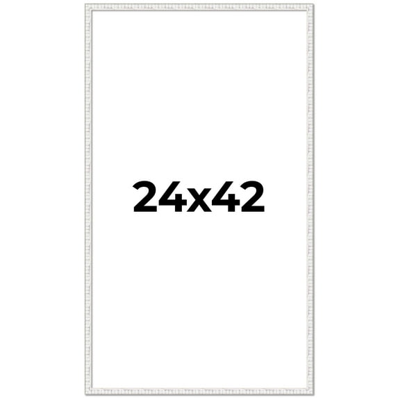 24x42 Frame White Scuffed Rustic Solid Wood Picture Frame | 0.75 Inch Moulding Width| Includes UV