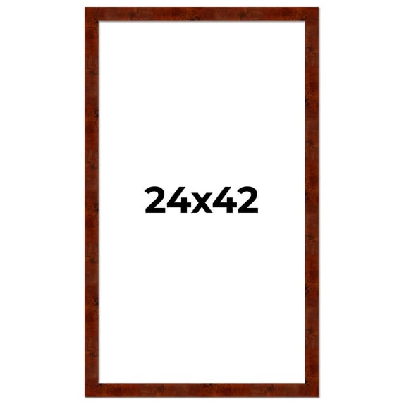 24x42 Walnut Brown Veneer Real Wood Picture Frame Width 1.75 inches | Interior Frame Depth 0.5