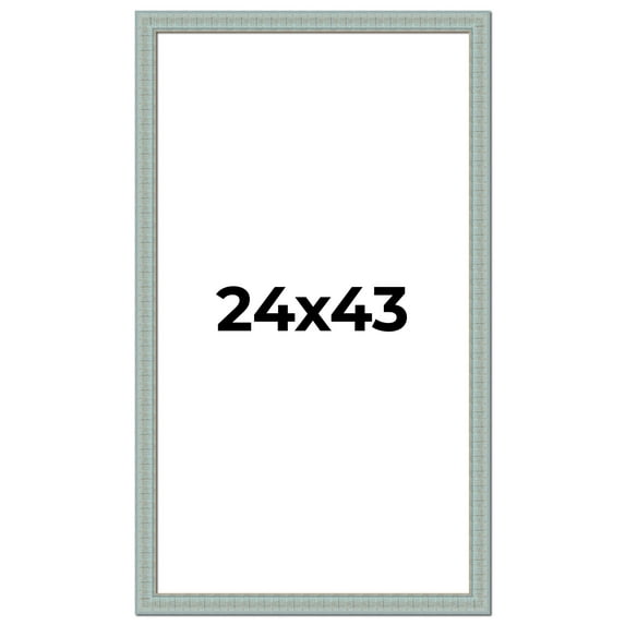 24x43 Frame Blue Teal Distressed Solid Wood Picture Frame | 1.625 Inch Moulding Width | Sonoma Blue