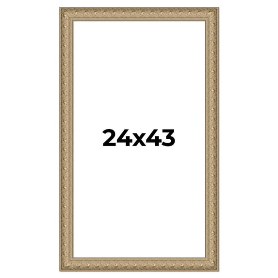 24x43 Frame Ornate Silver Beaded Solid Wood Picture Frame Width 2.5 Inches | Interior Depth 1