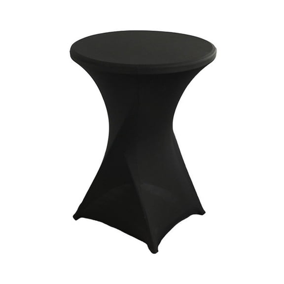 24x43 Inch Black polyester Cocktail Table Cloth Fitted Round Bar Table Stretch Highboy Cocktail Table Covers for Banquet Outdoor Party Wedding Bar Round Bottom Black