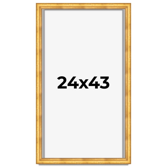 24x43 Shadow Box Frame Gold | 1.75 Inches Deep Real Wood Traditional Shadowbox Display Frame | UV