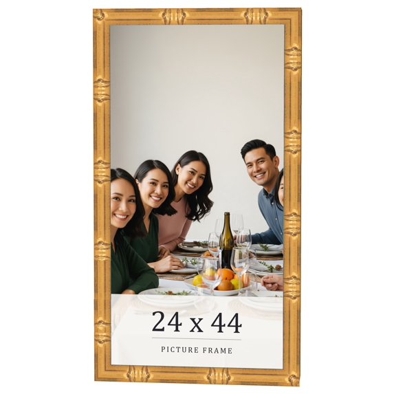 24x44 Frame Gold Bamboo Solid Wood Picture Frame | 1 Inch Moulding Width | Interior Frame Depth