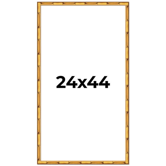 24x44 Frame Gold Bamboo Solid Wood Picture Frame | 1 Inch Moulding Width | Interior Frame Depth