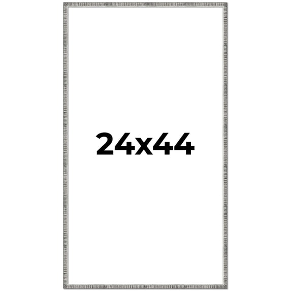24x44 Frame Silver Grey Distressed Solid Wood Picture Frame | 0.75 Inch Moulding Width | Interior