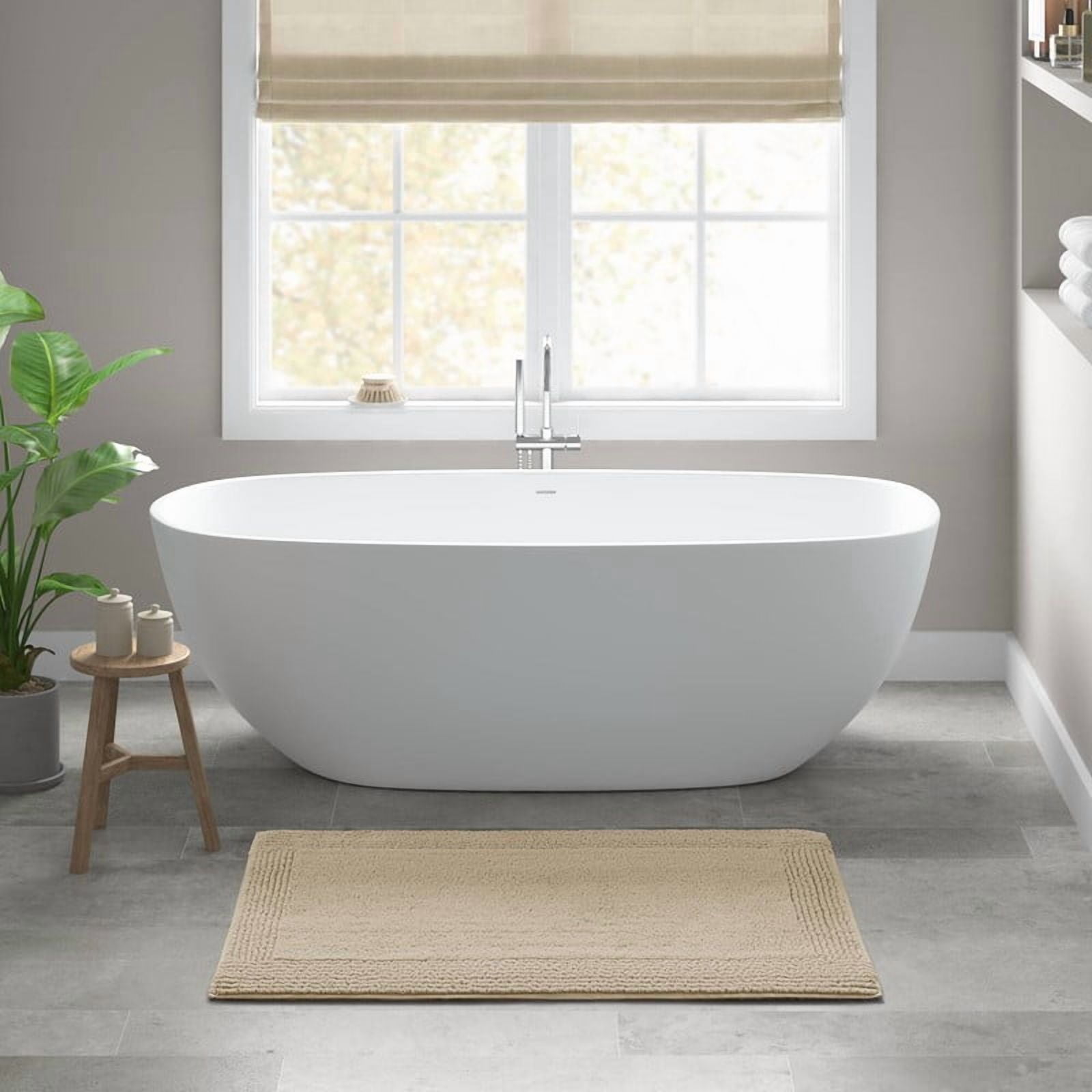 24x44 Inches Reversible Bath Rug, 100% Cotton 3000 GSM Tufted Bath Mat, Natural Luxury Soft Plush Bathroom Rug for Bathroom Shower Floor Home Decor