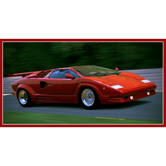 24x45in Laminated Lamborghini Countach Photographic Print Poster Luxury Spots Cars 2-door coup