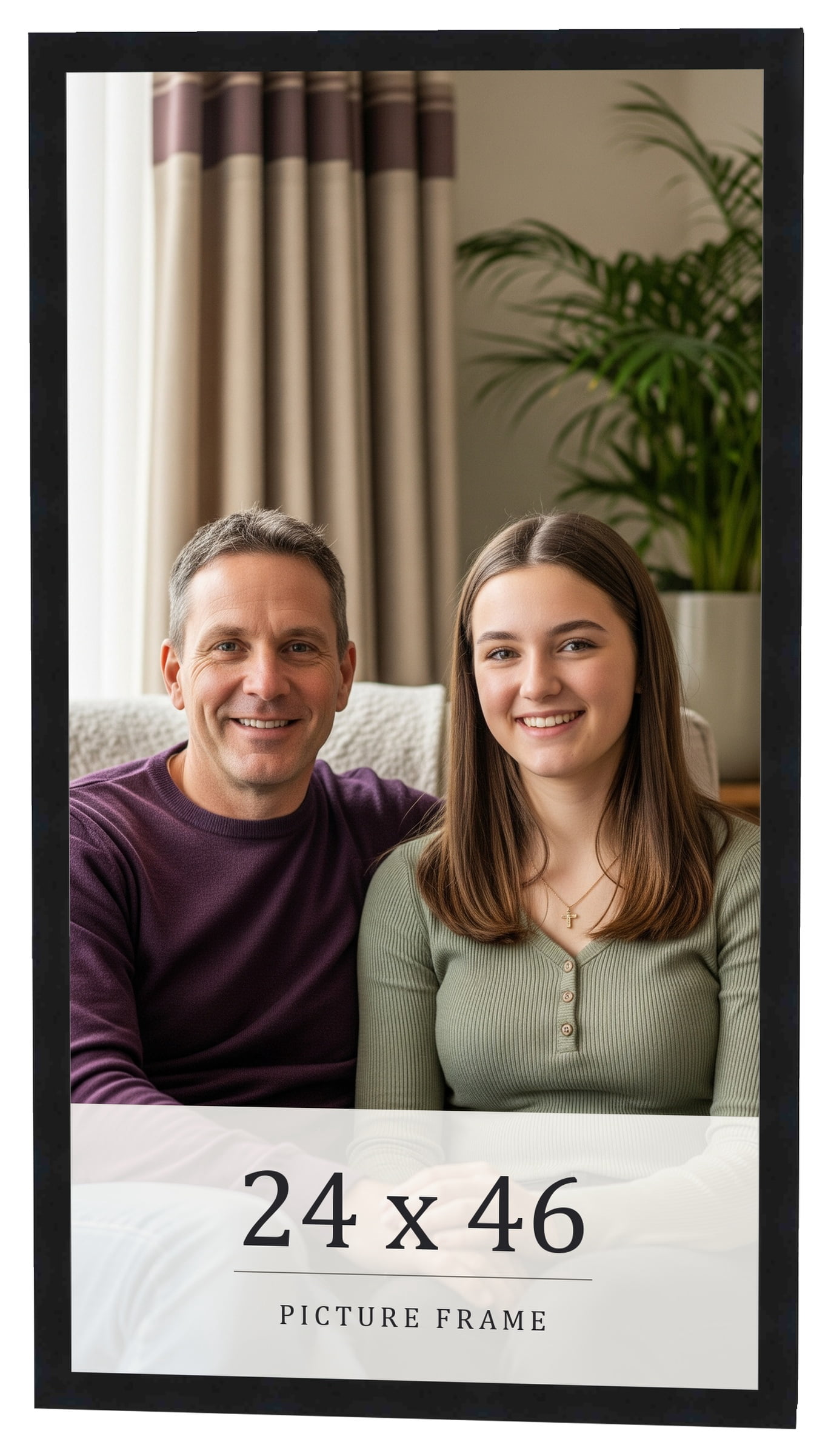 24x46 Frame Black Real Wood Picture Frame Width 0.75 inches