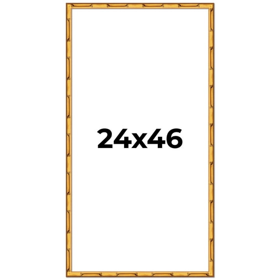 24x46 Frame Gold Bamboo Solid Wood Picture Frame | 1 Inch Moulding Width | Interior Frame Depth