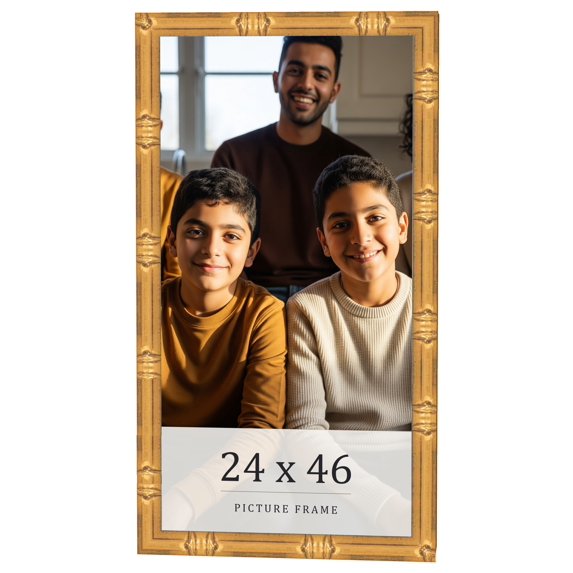 24x46 Frame Gold Bamboo Solid Wood Picture Frame | 1 Inch Moulding Width | Interior Frame Depth