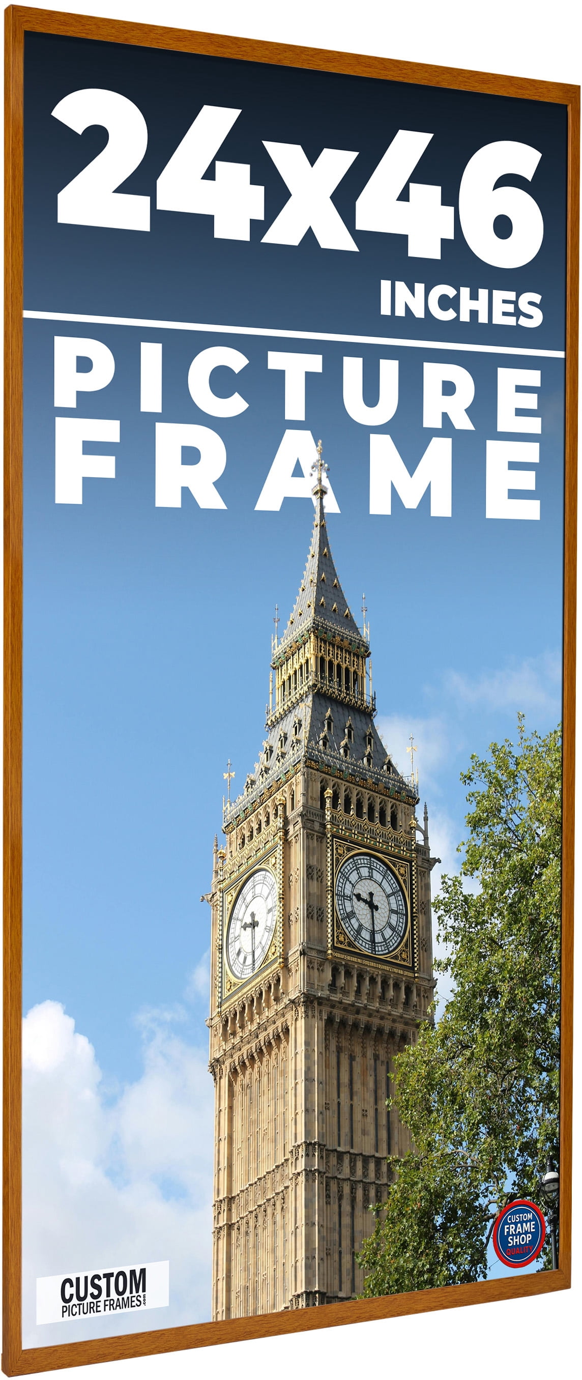 24x46 Honey Brown Real Wood Picture Frame Width 0.75 inches | Interior ...
