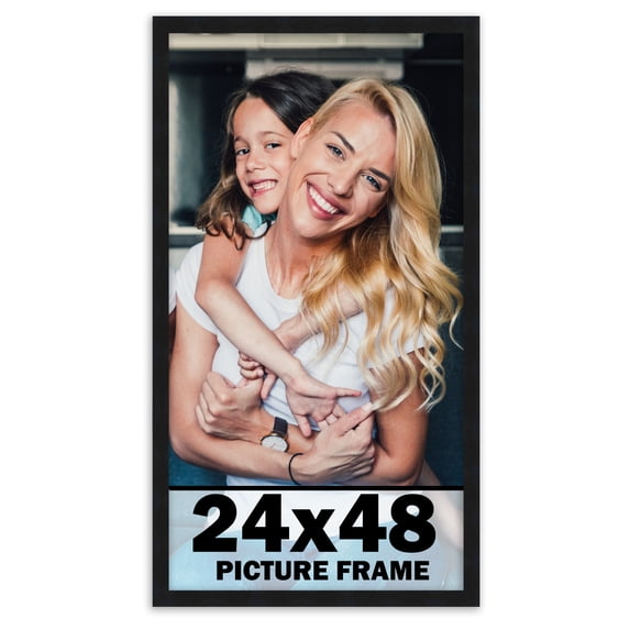 24x48 Frame Black Solid Wood Picture Frame | 0.75 Inch Moulding Width | Includes UV Acrylic