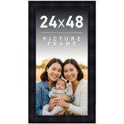 24x48 Frame Black Stepped Bevel - Picture Frame Includes UV Acrylic Shatter Guard Front, Acid Free