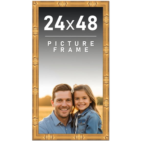 24x48 Frame Gold Bamboo Picture Frame - Complete Modern Photo Frame Includes UV Acrylic Shatter