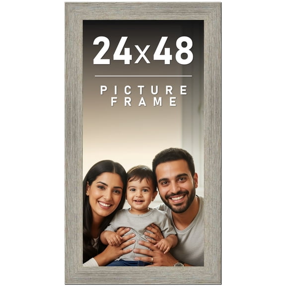 24x48 Frame Gray Barnwood Rustic Solid Wood Picture Frame | 1.5 Inch Moulding Width | Includes UV
