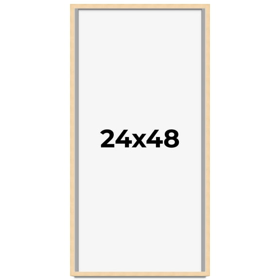 24x48 Frame Natural Wood Picture Frame | 0.75 Inch Moulding Width | with UV Acrylic Plexiglass,