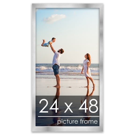 24x48 Silver Wood Picture Frame - UV Acrylic, Foam Board Backing, Hanging Hardware
