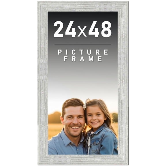 24x48 Frame White Barnwood Picture Frame Includes UV Acrylic Plexiglass, Acid Free Foam Backing