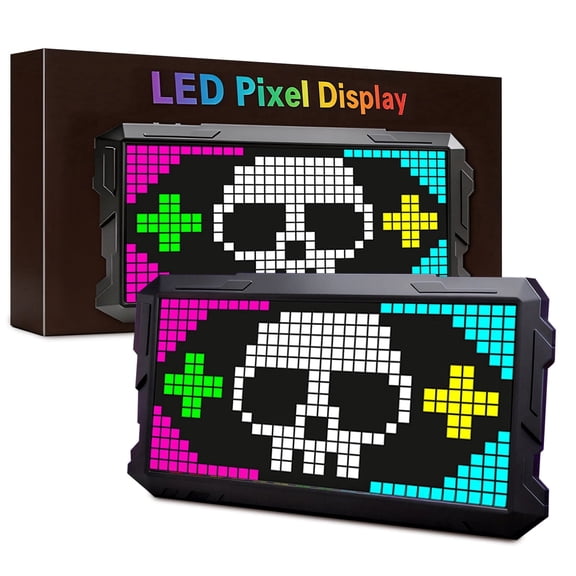 24x48 Retro Pixel Display for Game Room – Programmable RGBIC LED Panel with Scrolling Text, Music Visualization & Alarm Clock, Wall or Desk Mount