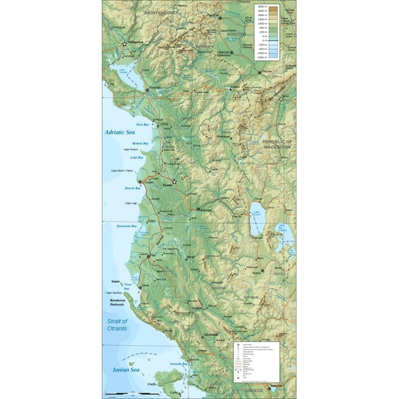 24x49in Albania map-en 【Laminated】