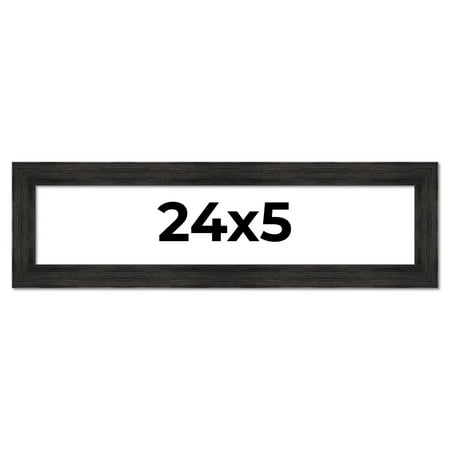 24x5 Frame Black Rustic Barnwood Solid Wood Picture Frame | 1.5 Inch Moulding Width | Includes UV