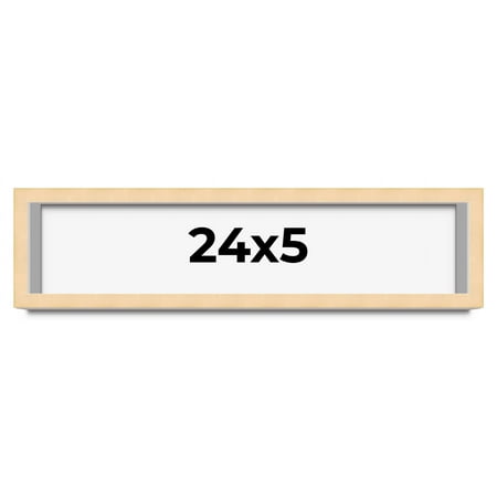 24x5 Frame Natural Wood Picture Frame | 0.75 Inch Moulding Width | with UV Acrylic Plexiglass, Foam