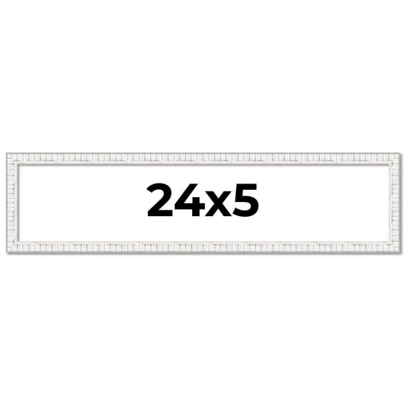 24x5 Frame White Scuffed Rustic Solid Wood Picture Frame | 0.75 Inch Moulding Width| Includes UV