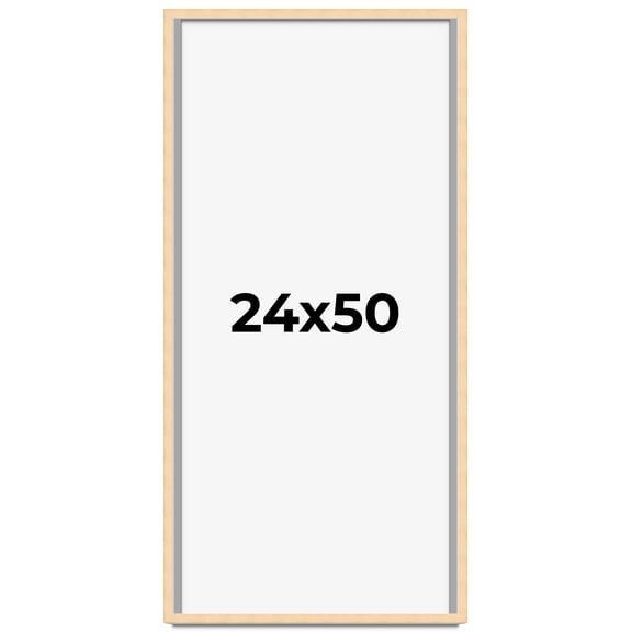 24x50 Frame Natural Wood Picture Frame | 0.75 Inch Moulding Width | with UV Acrylic Plexiglass,